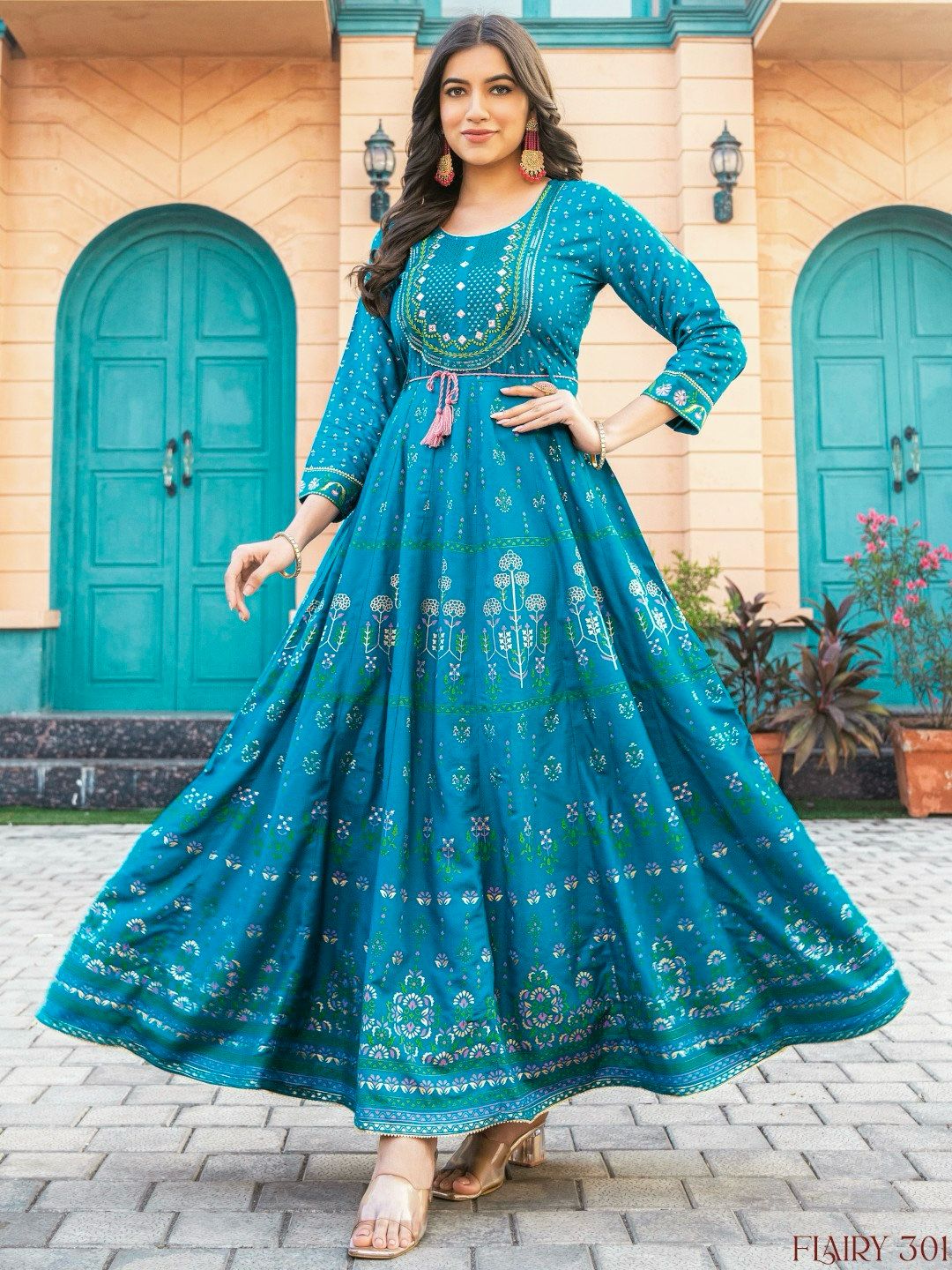 Glam Nx Long Rayon Print  Anarkali Gown  Catalogue